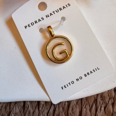Pingente Inicial "G" PEDRA NATURAL