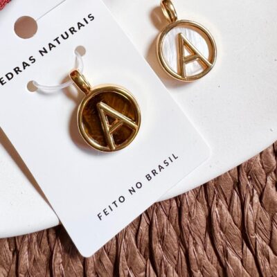 Pingente Inicial "A" PEDRA NATURAL