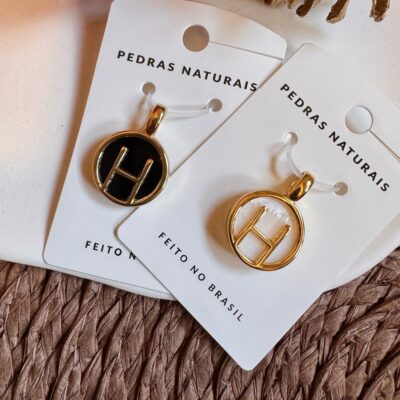 Pingente Inicial "H" PEDRA NATURAL