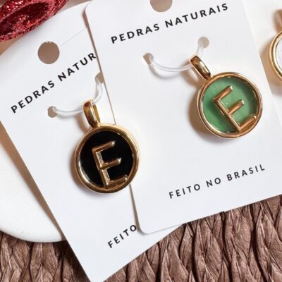 Pingente Inicial "E" PEDRA NATURAL