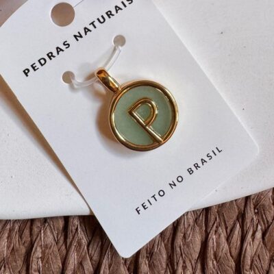 Pingente Inicial "P" PEDRA NATURAL